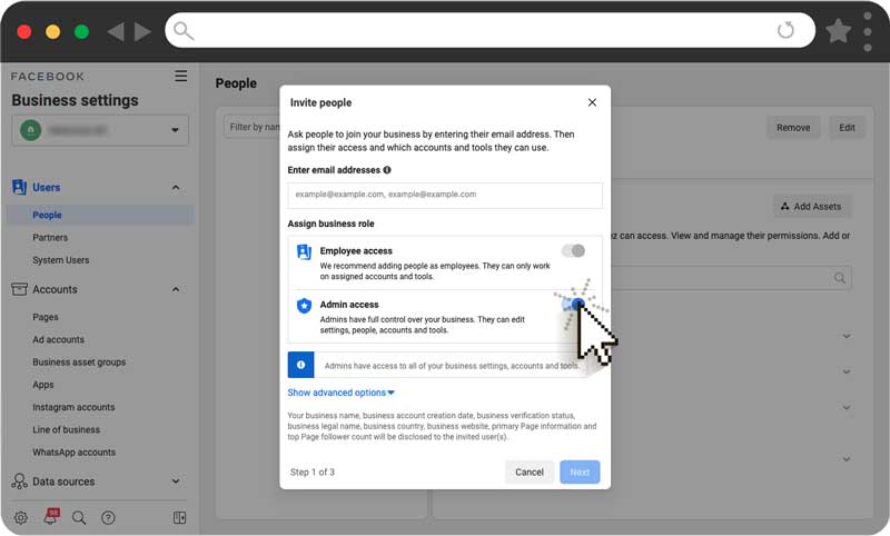 Connecting Facebook business page to Nanos
